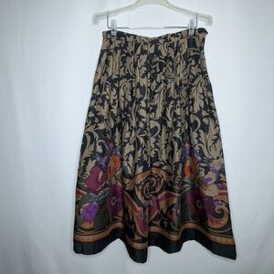 Russ Womens Vintage 80s Multicolor Academia Floral Pattern A-line Midi Skirt 12